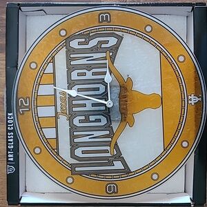 Texas Longhorns glass clock